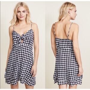 Rails Dress Womens Large August Gingham Black White Lightweight Linen Blend Mini
